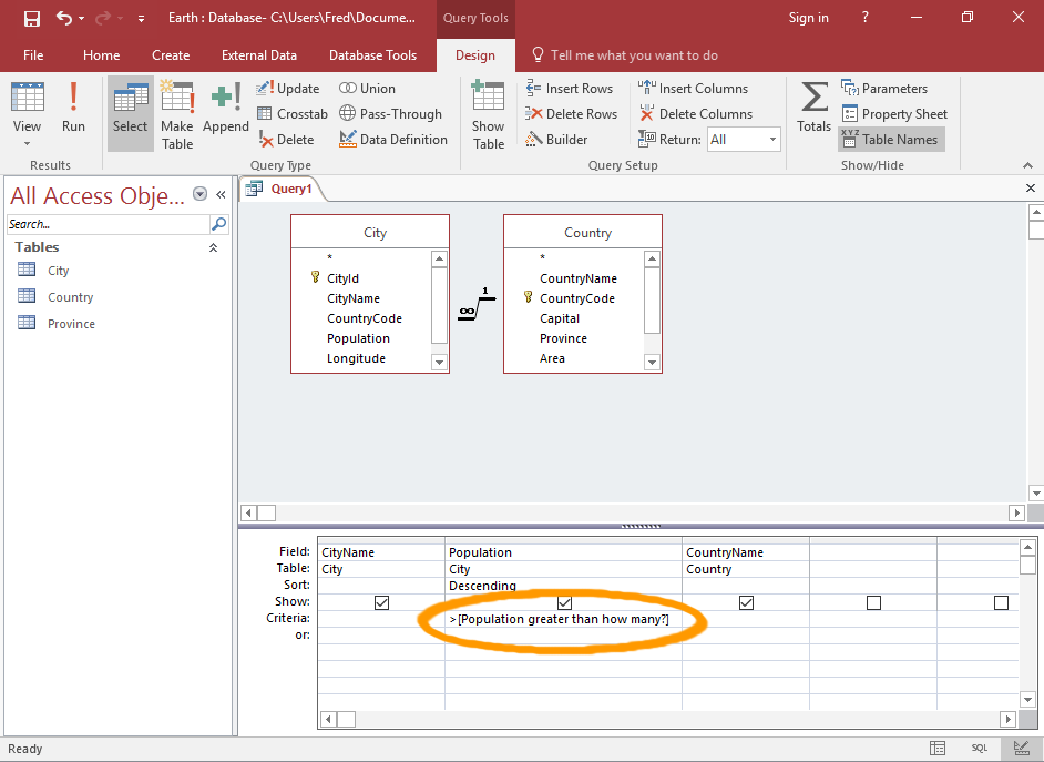 How To Create A Parameter Query In Access 2016 