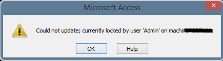 Microsoft Access could not update currently locked