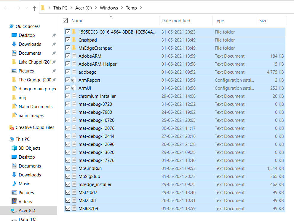 Temporary Files Deletion