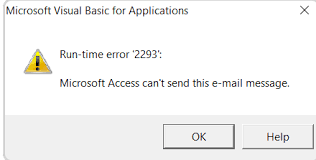 Microsoft Access can't send this e-mail message